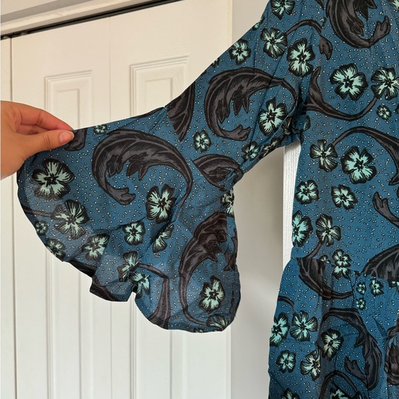For Love & Lemons Blue Bell Sleeve Dress - Picture 2 of 4
